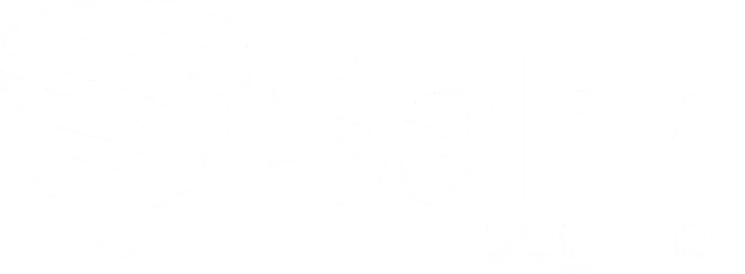Logotipo branco da Sahn Seguros para uso em fundo escuro